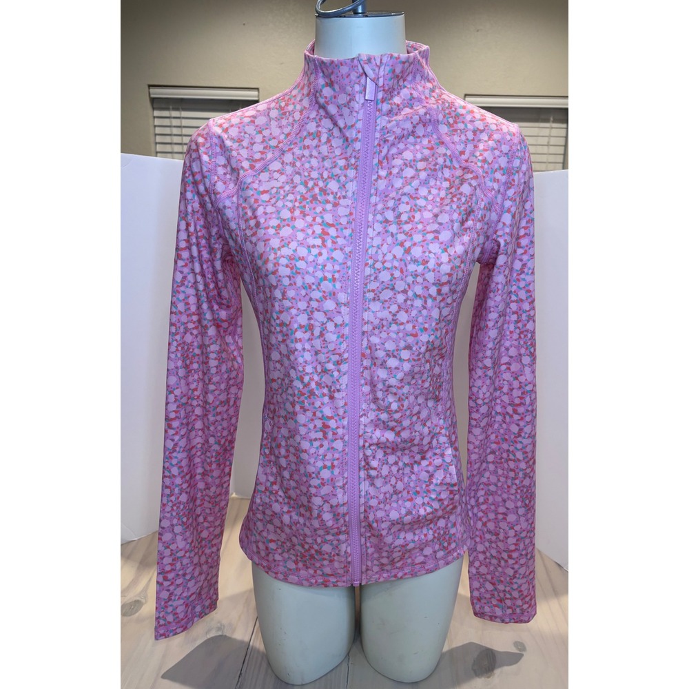 Mondetta Girls Pink Abstract Print‎ Full Zip Athletic Track Jacket Size L 14/16